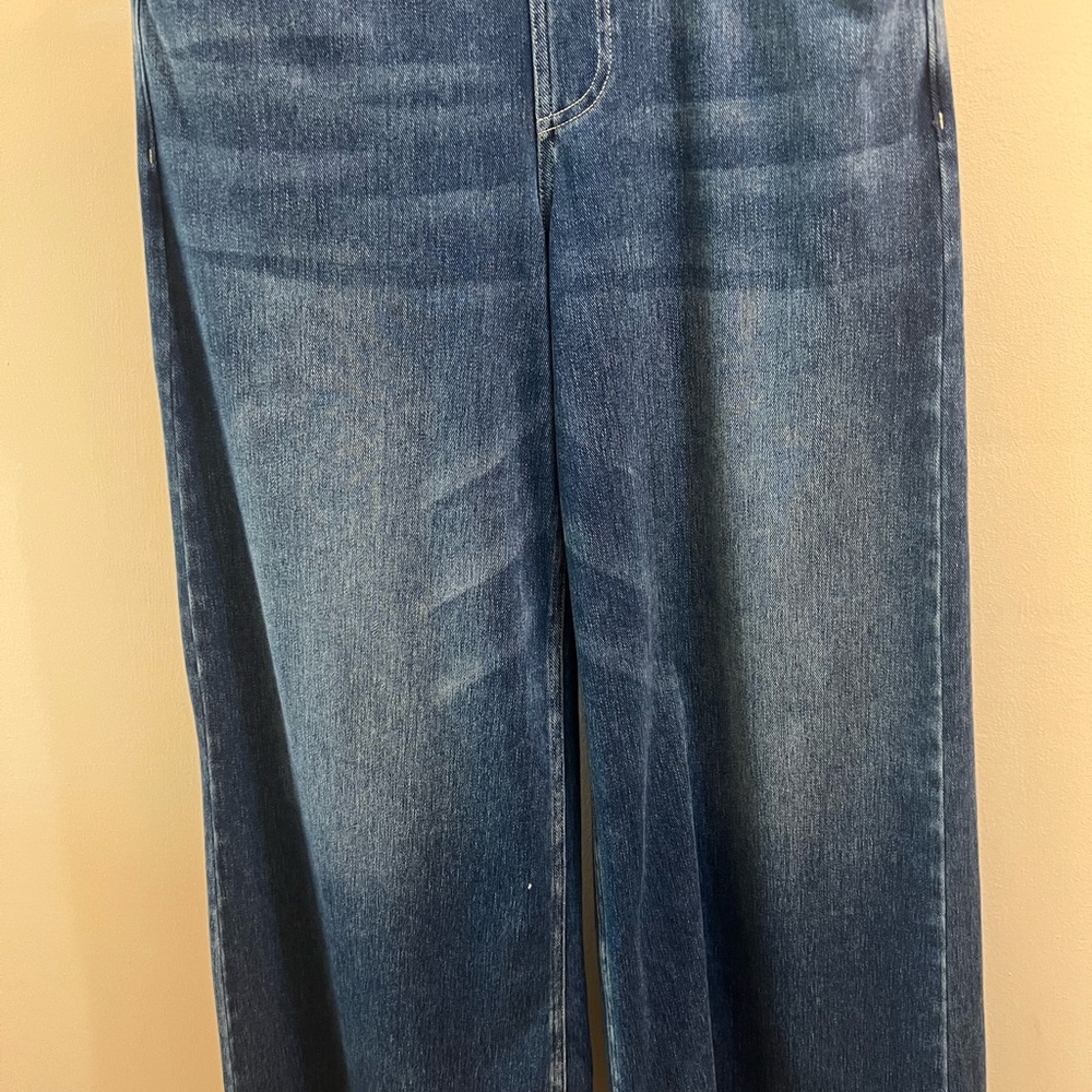 Halara Womans Mid rise washed asymmetric  Blue Denim Size S